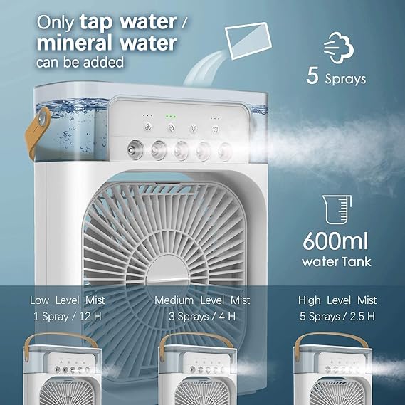 Mini Cooler for Room Cooling Mini AC Portable Mini Fan Artic Cooler with 7 Colors LED Light
