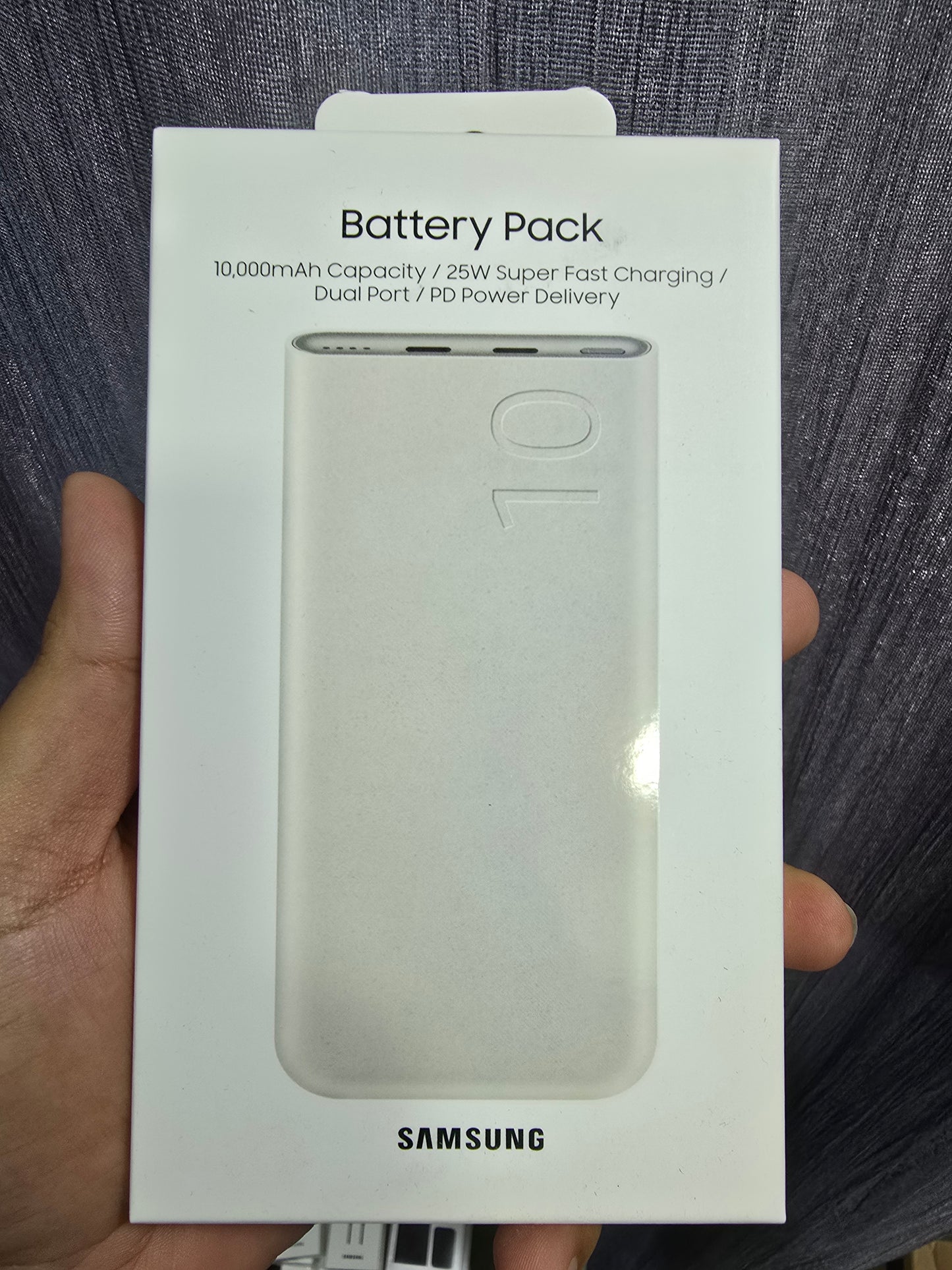 Samsung Galaxy 10000mAh Power Bank, 25W Fast Charging, Dual Output, Quick Charge, Beige