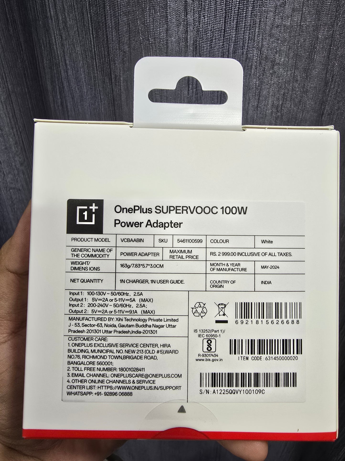 OnePlus SUPERVOOC 100W Power Adapter