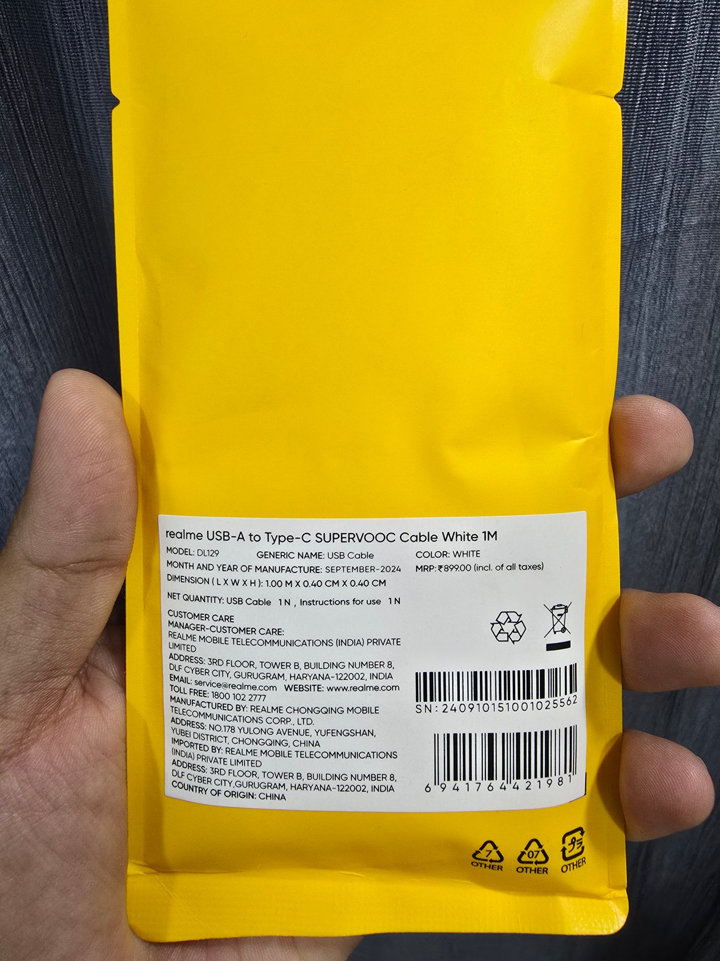 Realme USB-A to Type-C SUPERVOOC Cable